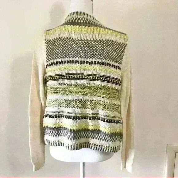 Anthropologie Moth Chaux Metallic Open Front Drape Cardigan Neutral - Picture 5 of 10